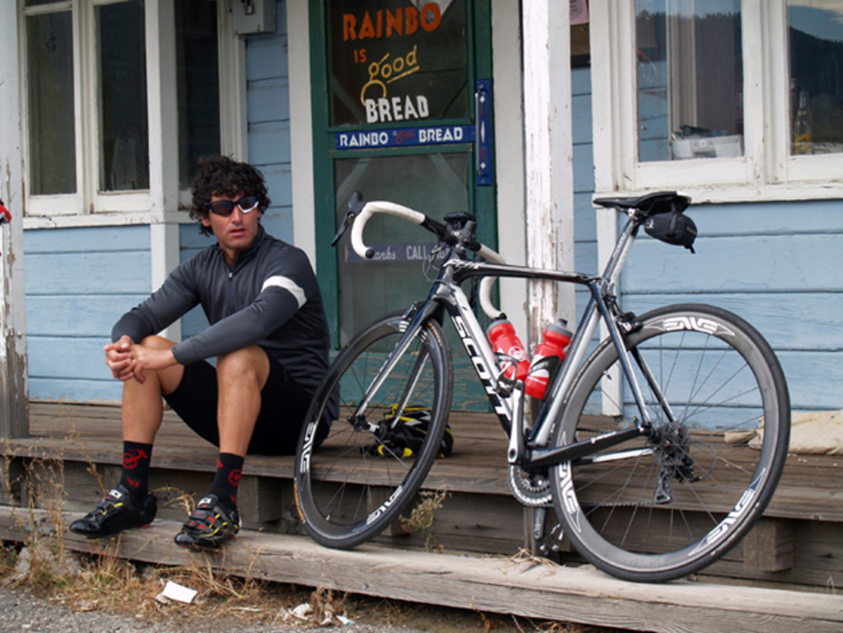 Dave Steiner rests outside the Cash Store in Satley, Calif. Population: 49. / Photo by Don Stefanovich
