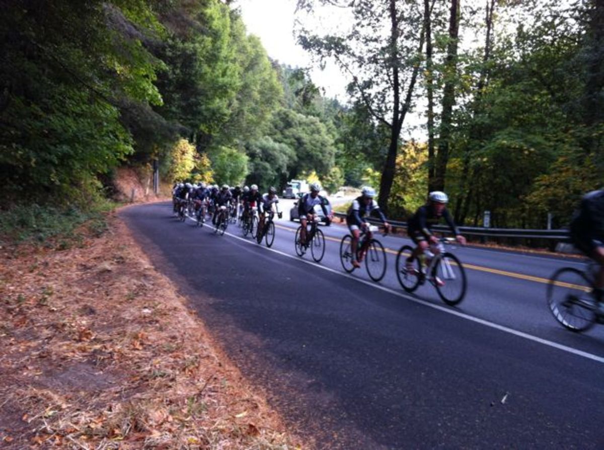 gran-fondo-06 The author sits second wheel in the chase group, and whose eyes were so crossed at this point that he didn't even notice this picture was taken.