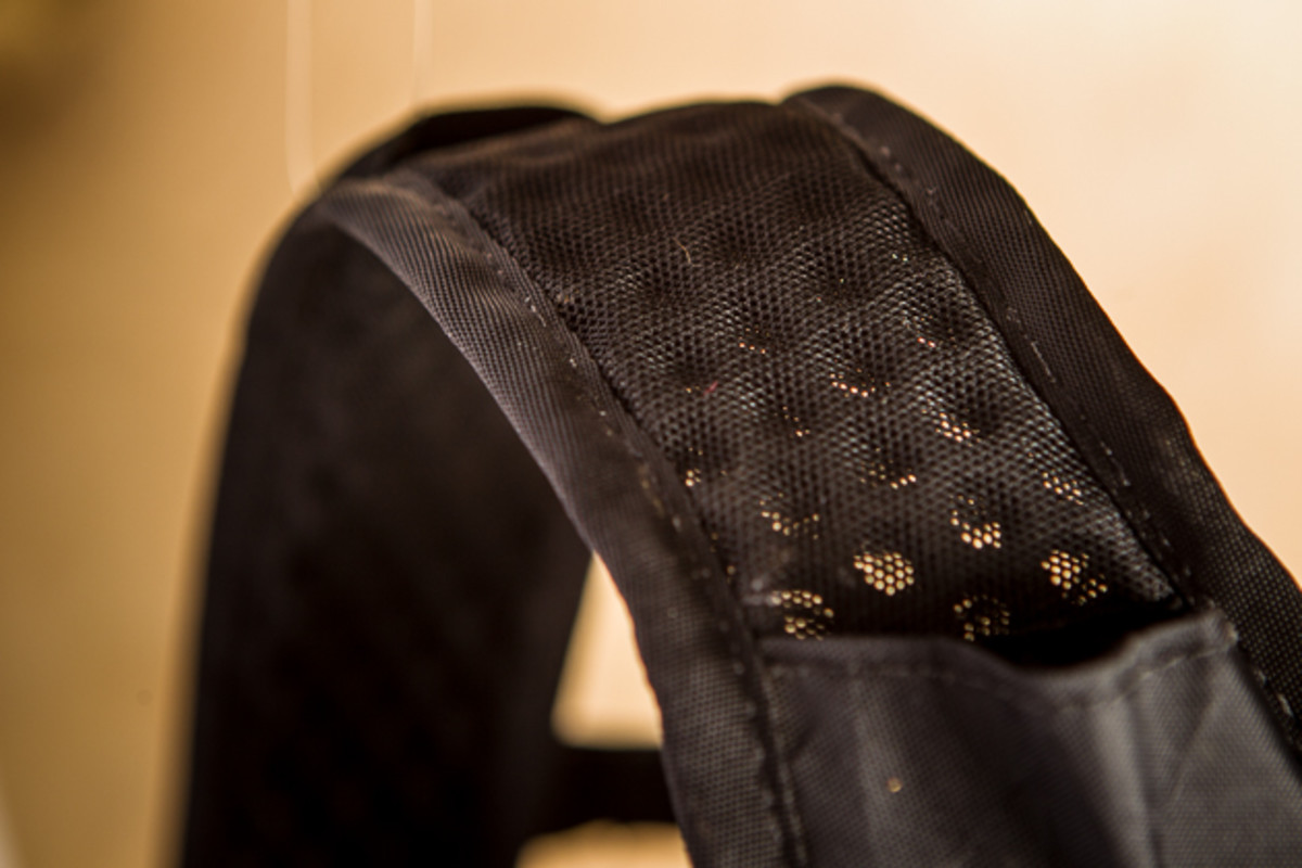 Perforated foam shoulder straps provide comfort and breathability.