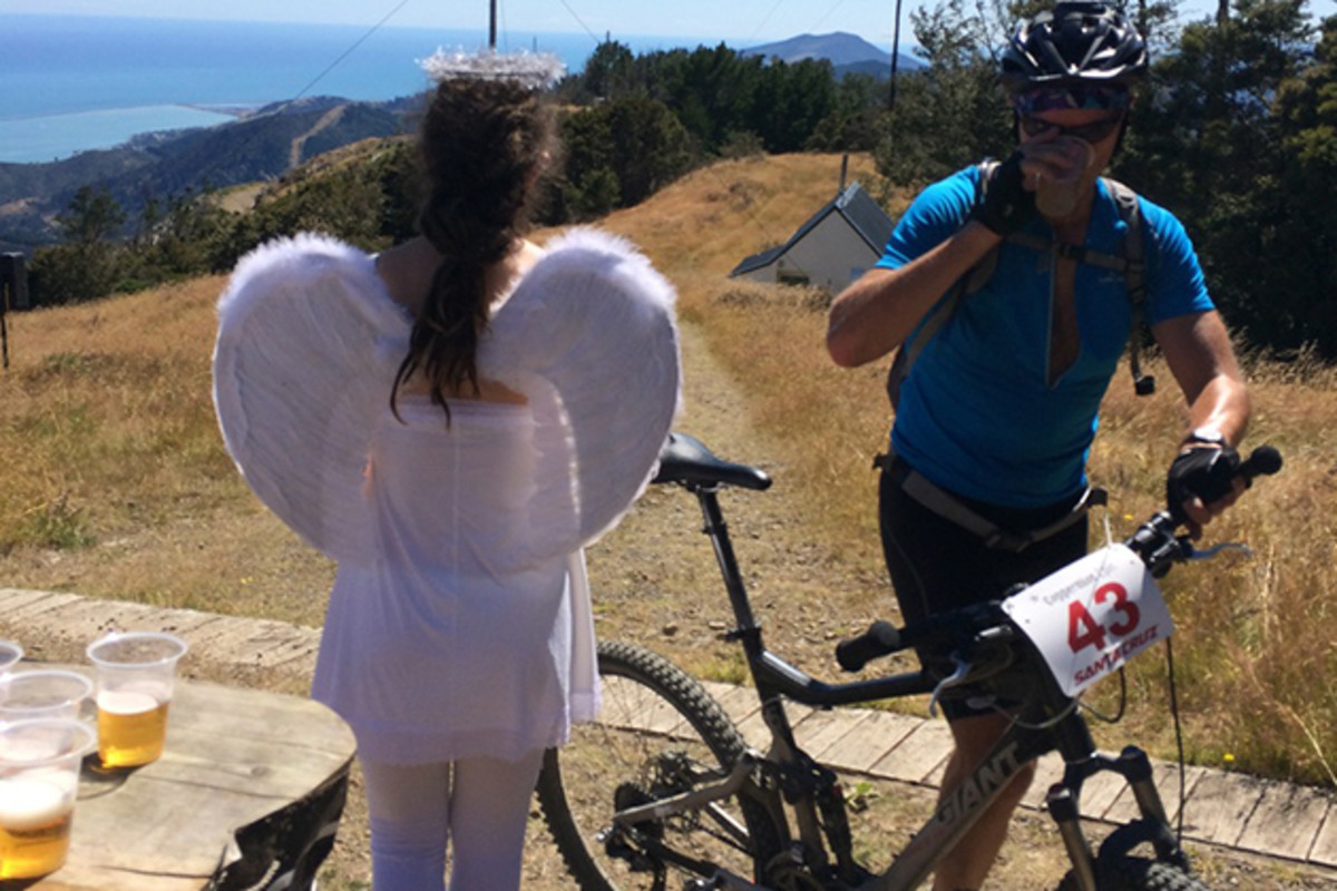 Yes, that is beer in the cups at the top of the climb. No, those are not actually angels. Quite the opposite. PHOTO: Mike Ferrentino