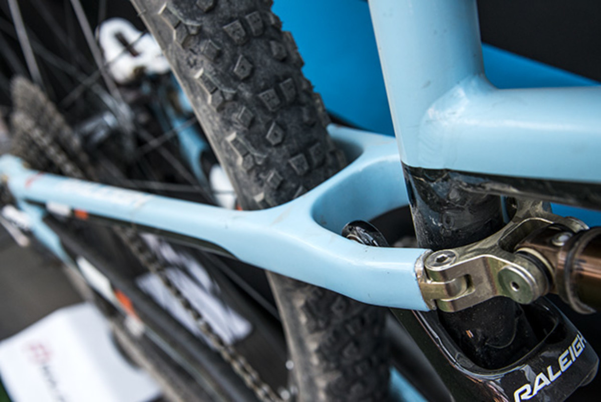 The "cradled" seatstay greatly increased the torsional stiffness.