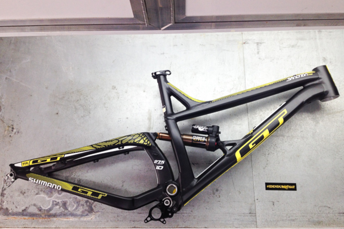 You'll be seeing all of GT's enduro racers aboard a new frame during this year's Enduro World Series. Designed specifically for this racing format, the new 165-millimeter Sanction was modeled after GT's downhill bike, the Fury, and utilizes a long front-center optimized around a 35-millimeter stem.