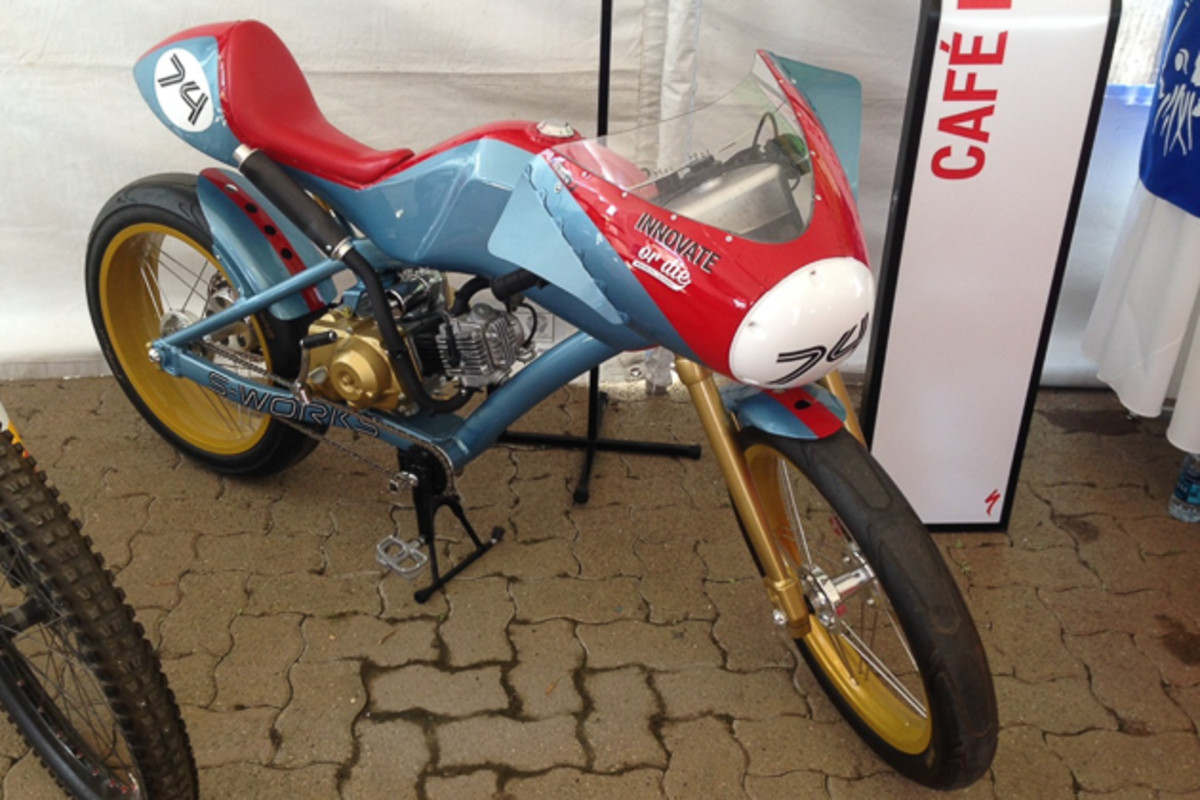 The Specialized design team keeps their imagination alive with off the wall concepts, like this 49cc Cafe Racer moped.