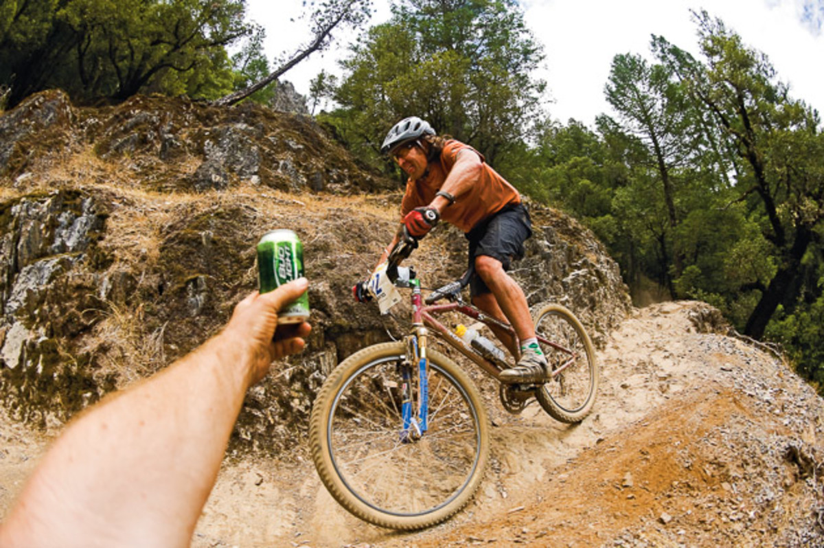 Joe Parkin pins the Sh*tbike ... or maybe the Sh*tbike pins Parkin. Photo: Morgan Meredith