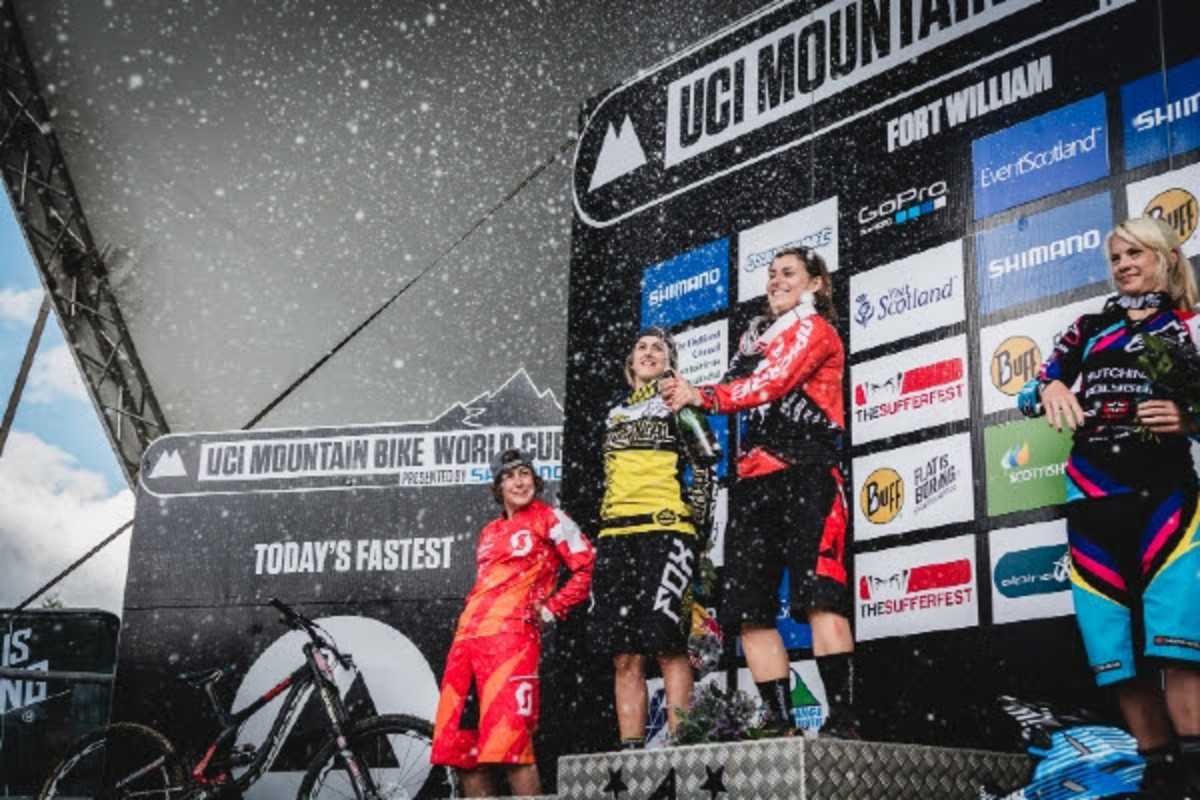 Emmeline Ragot on the podium in Fort William.