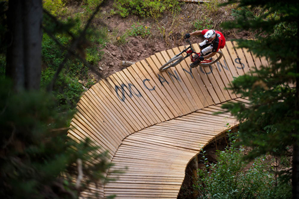 Eric Porter takes the lean at the Canyons.