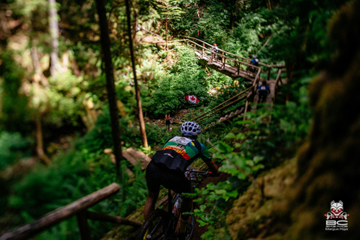 Dropping into the trail before the new Aloha trail section.