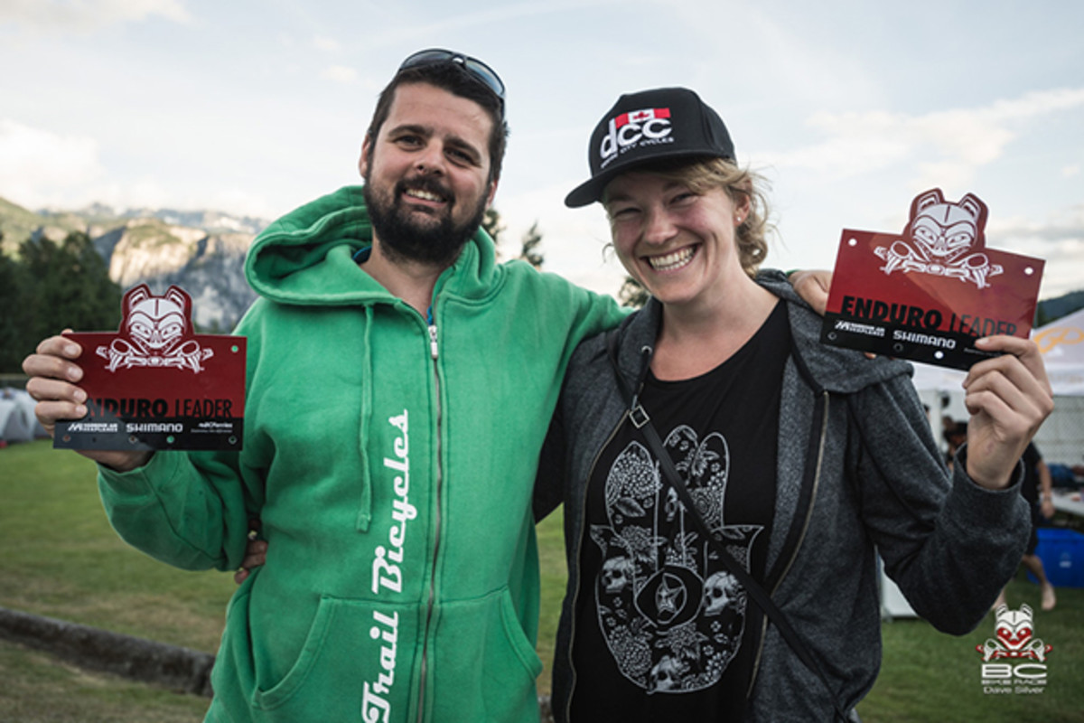 Champions on this day - trail shredders for ever! Sneddon and Davison show off their medals. | Photo by Dave Silver