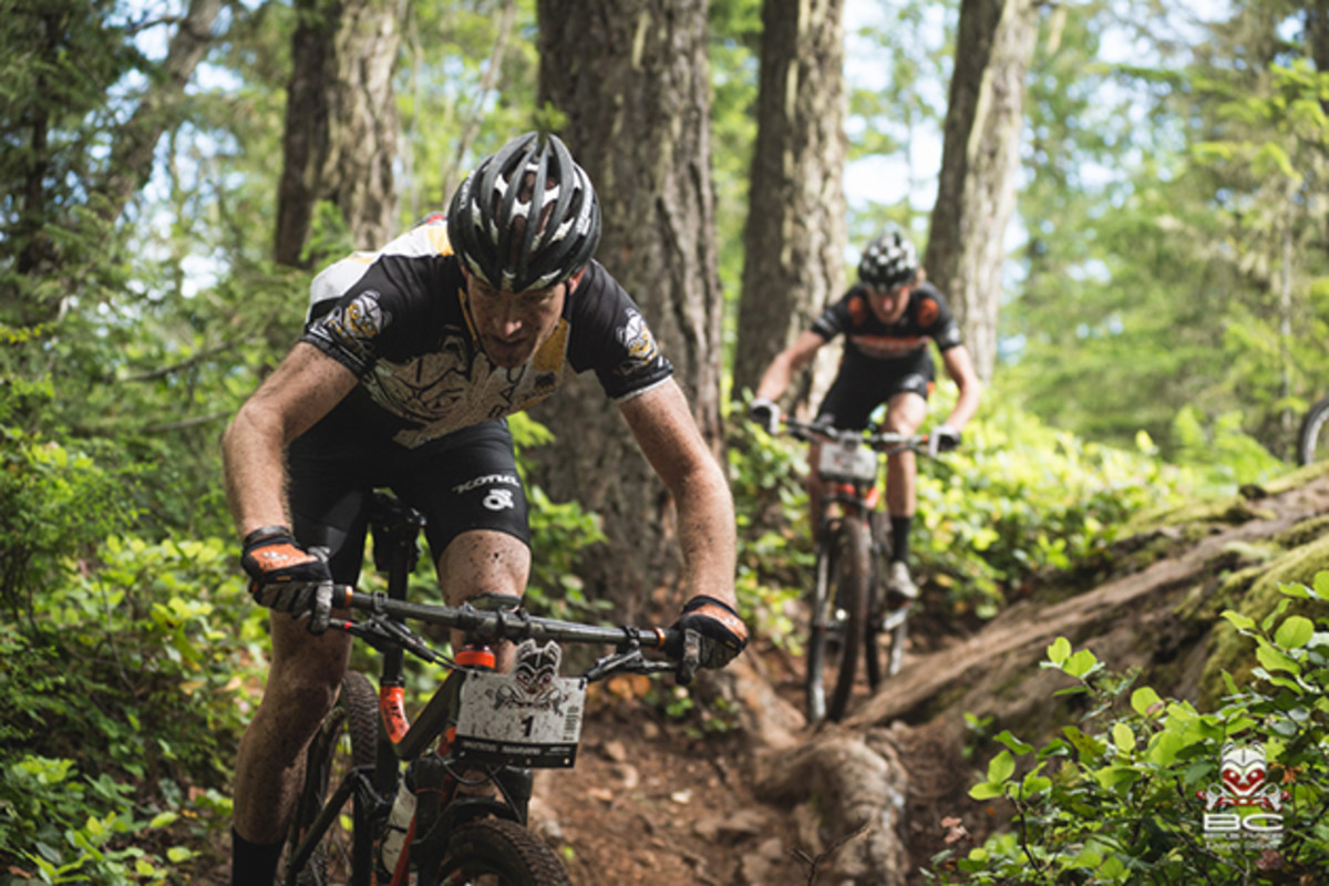 GC leader Kris Sneddon is followed by his teammate on the trail Bucket of Blood. | Photo by Dave Silver