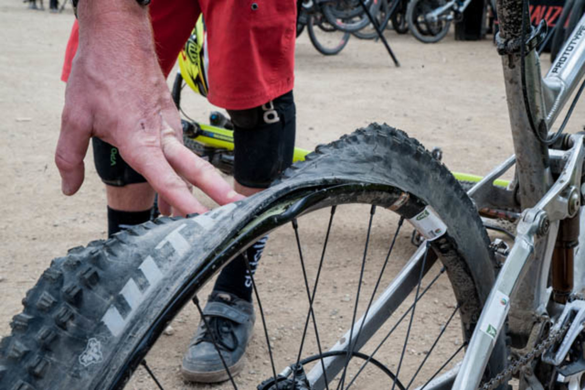 Evidence: Lars Sternberg's rear wheel at the bottom of the hill.