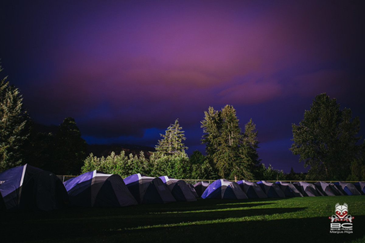 Squamish base camp, under surreal skies.
