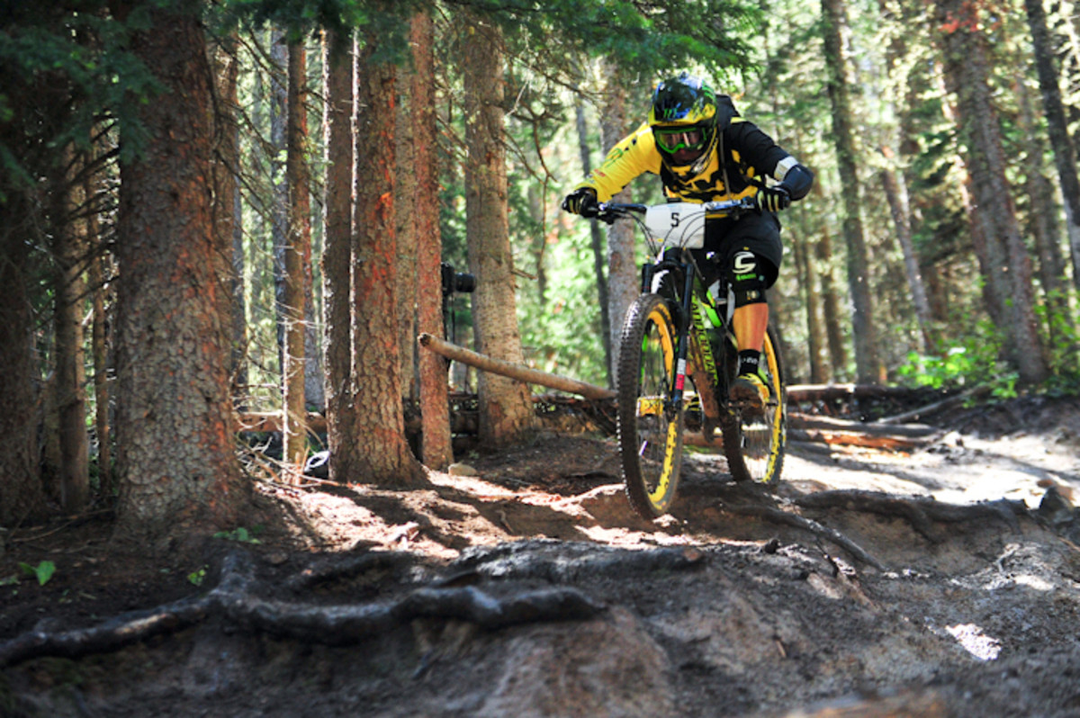 The roots were exceptionally slipper, forcing riders to stay true to their lines.