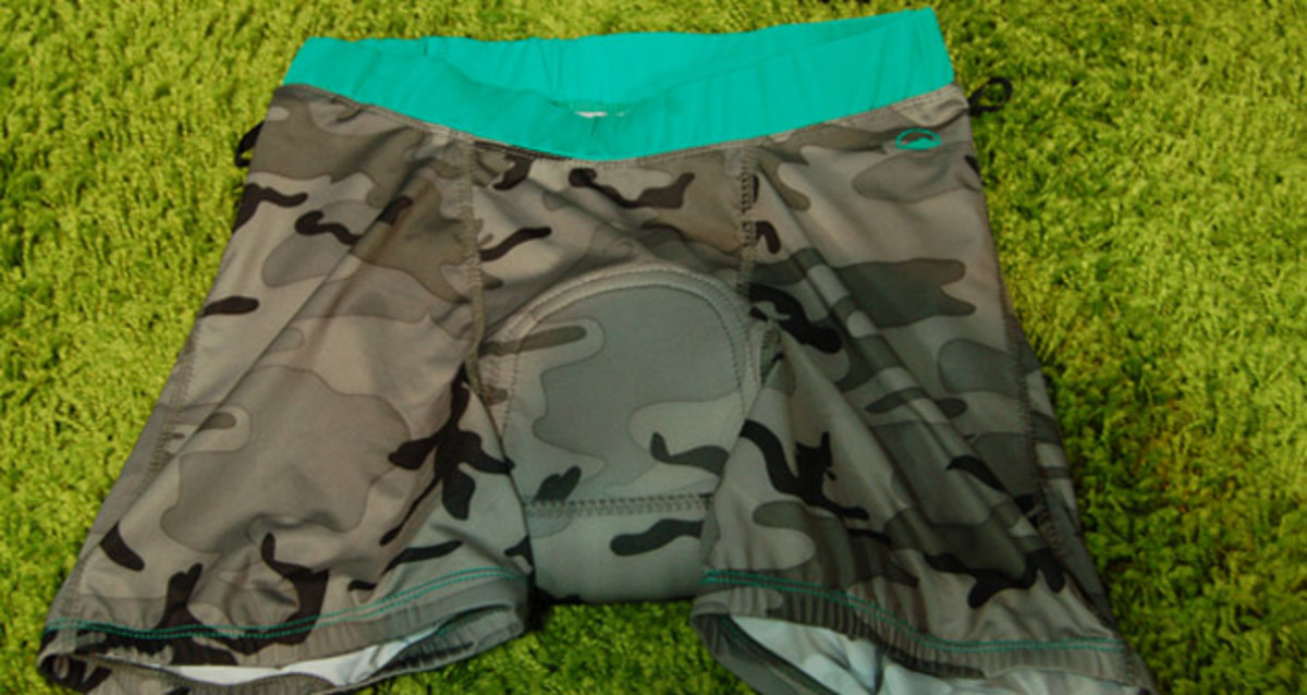 Zoic is another brand to celebrate the camo pattern in its women's line, even for pieces that are designed to remain covered, like this chamois...