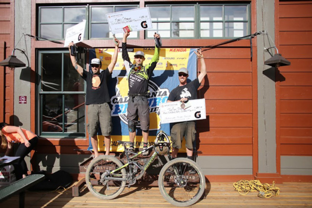 Pro Men’s Podium: 1st, Marco Osborne (Cannondale); 2nd, Doug Thayer (Cyclepaths); 3rd, Tom Doran (Santa Cruz, Royal Racing). Photo: Bogdan Marian.