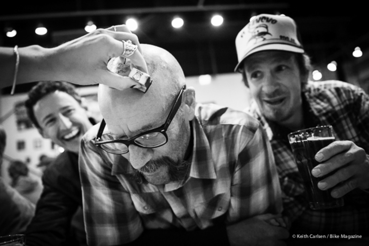 And another stamp on the noggin'. Mike Ferrentino with Simon Steward and Troy from Crow's Feet.