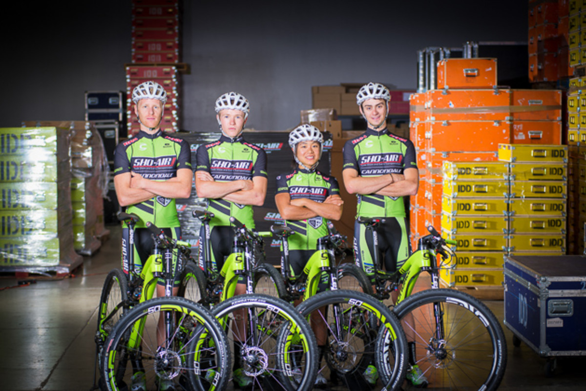 The Sho-Air/Cannondale Professional Mountain Bike Team: Max Plaxton, Keegan Swenson, Evelyn Dong and Stephen Ettinger.