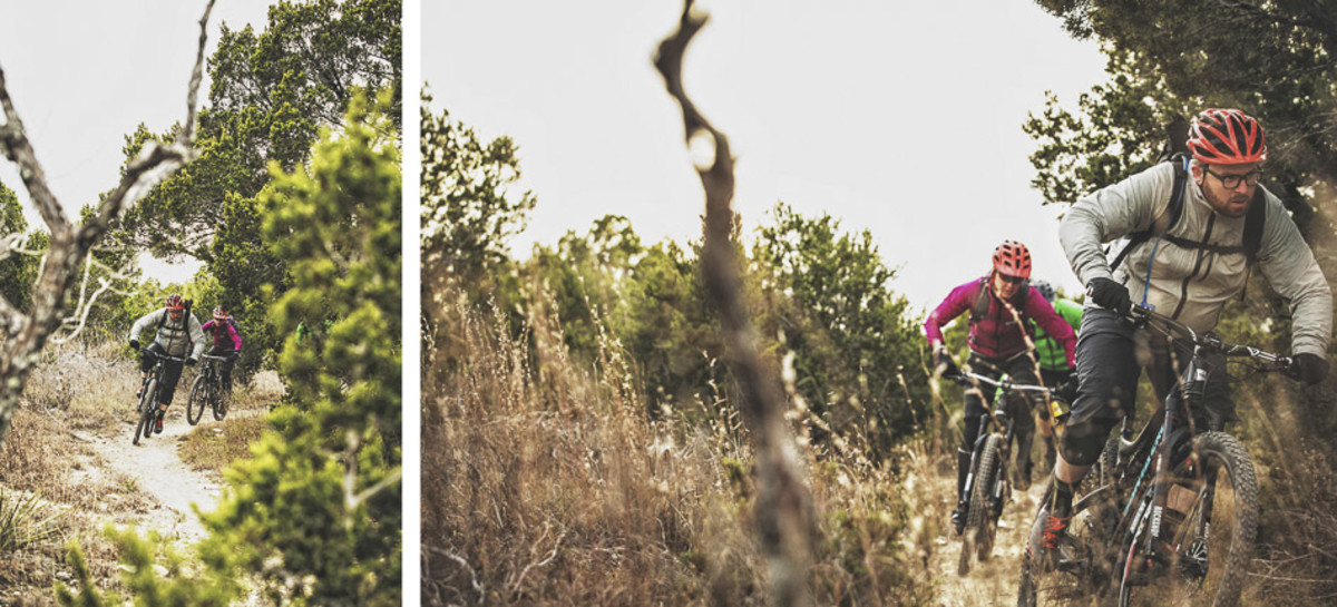 There are no mountains here, but this is hill country and just outside Austin is Pace Bend Park where a multi use singletrack network cuts ribbons across the hilly terrain with punchy climbs and rocky descents.