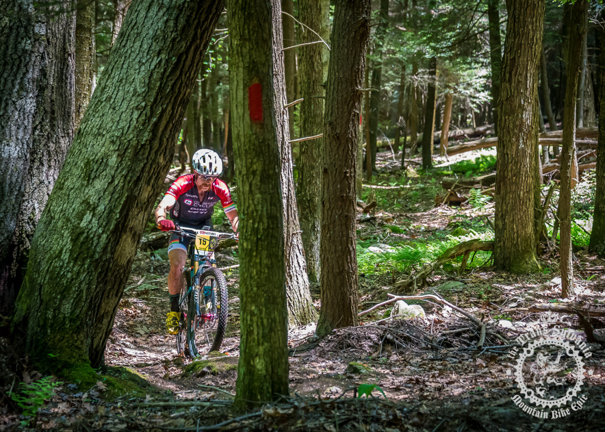 Tristan Uhl (Competitive Cyclist) picks his way through some tight, raw singletrack.