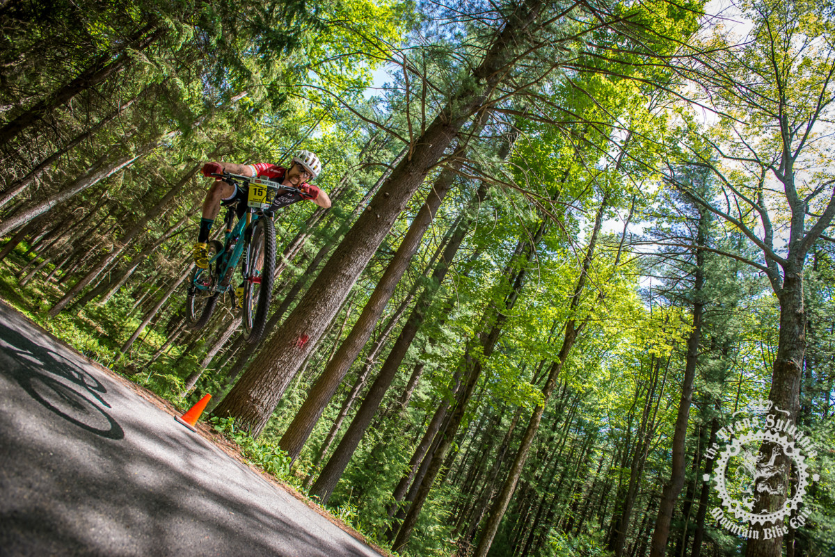Uhl airs the road gap while sprinting for the stage and enduro finish.