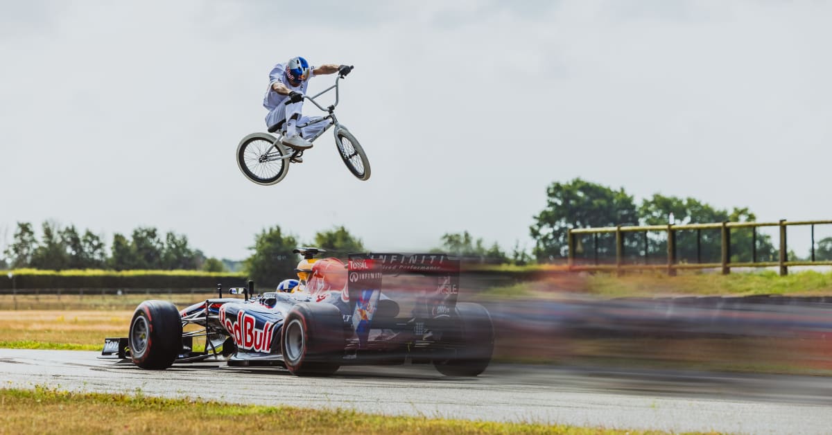 Video Shows BMX Pro Jumping a Speeding F1 Car-No CGI Here