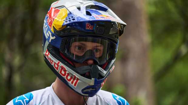 Ronan Dunne is seen during Red Bull Hardline in Maydena Bike Park in Tasmania, Australia.