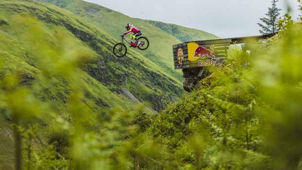 Tahnée Seagrave riding at Red Bull Hardline 2024 in Dinas Mawydd, Wales on May 31, 2024   