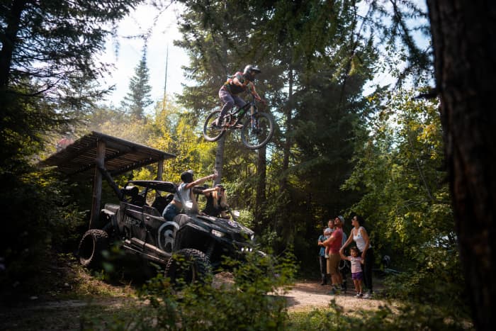 Nikki Holzman riding Legacy Bike Park.
