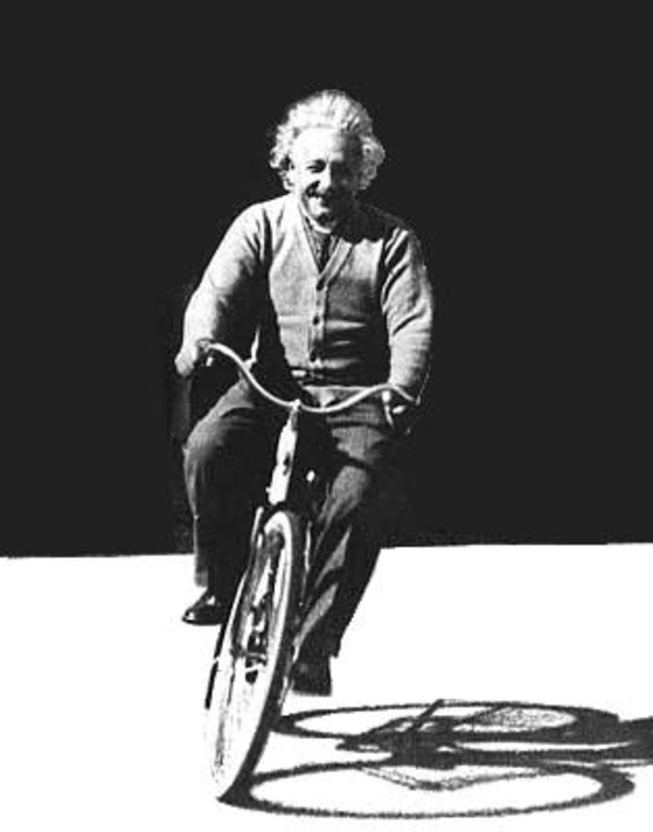 einstein on bicycle