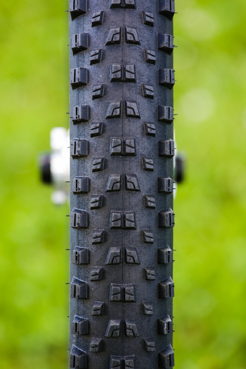 The new Mavic Crossmax Quest Tires come in widths of 2.4, front and back, for maximum purchase in burly conditions. These tires hooked up reliably in a wide variety of conditions—from dry-and-dusty alpine topsoil to loose rock and extended granite sections—but after four days of ridiculous abuse the treads definitely were worn down. These tires would need to be tested side-by-side with other companies' models in the same conditions to determine their comparative longevity. It would be easy to say that the Quest tires wear quickly, but we were riding in some seriously burly conditions—including numerous stages from the notoriously chunky Trans-Provence stage race—so a considerable amount of wear should probably be expected.