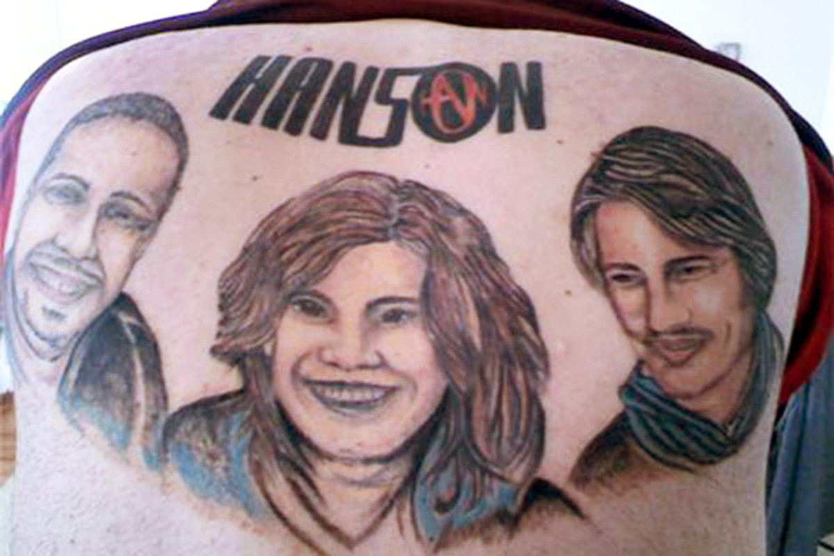 A massive portrait of `90s boy band Hanson permanently emblazoned across your back? Clearly, this man did not have any friends to point out just how very bad an idea this would prove to be.