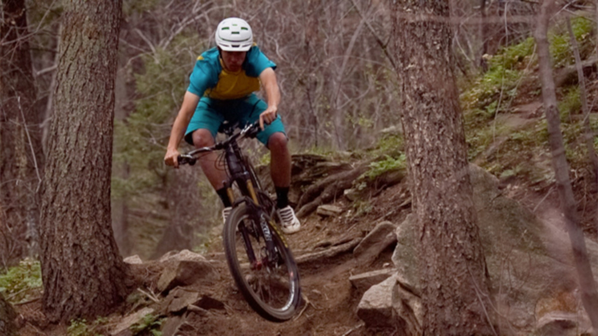 On demanding descents that we normally reserve for bikes with 6 inches or more of travel, we were continually amazed. Despite only sporting 5 inches of travel and a 67-degree head angle, the SB5c handled like a beefier all-mountain bike, fairly purring through consecutive small bumps and square-edged hits while also soaking up sizeable drops without sacrificing much speed. Rider: Joey Schusler.