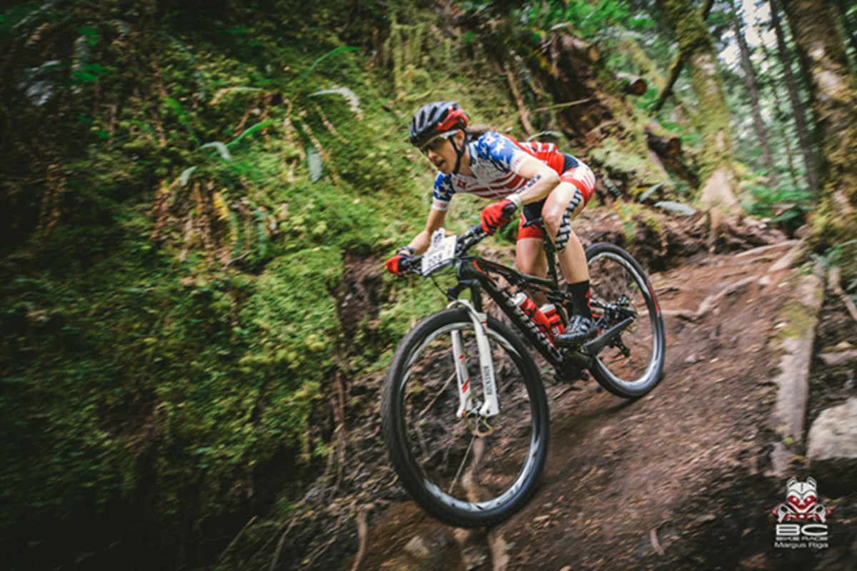 Lea Davison shreds the gnar on her way to victory. | Photo by Margus Riga