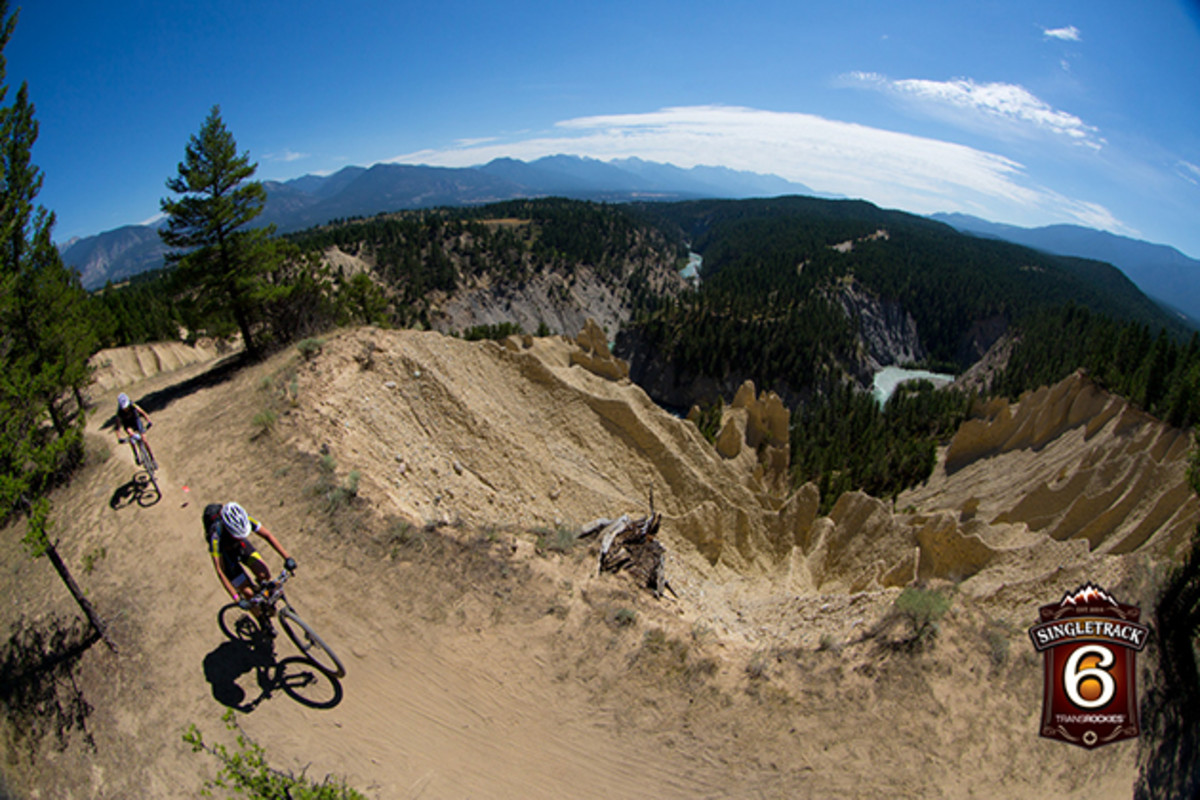 The headwaters on the mighty Columbia River are just around the corner near Golden, British Columbia, and with tributaries like this, it is easy to imagine the river gaining power as it makes its long 2,000-kilometer (1,243 mile) journey to the Pacific Ocean. Riders had trouble keeping their eyes on the trail, as they passed the hoodoos.