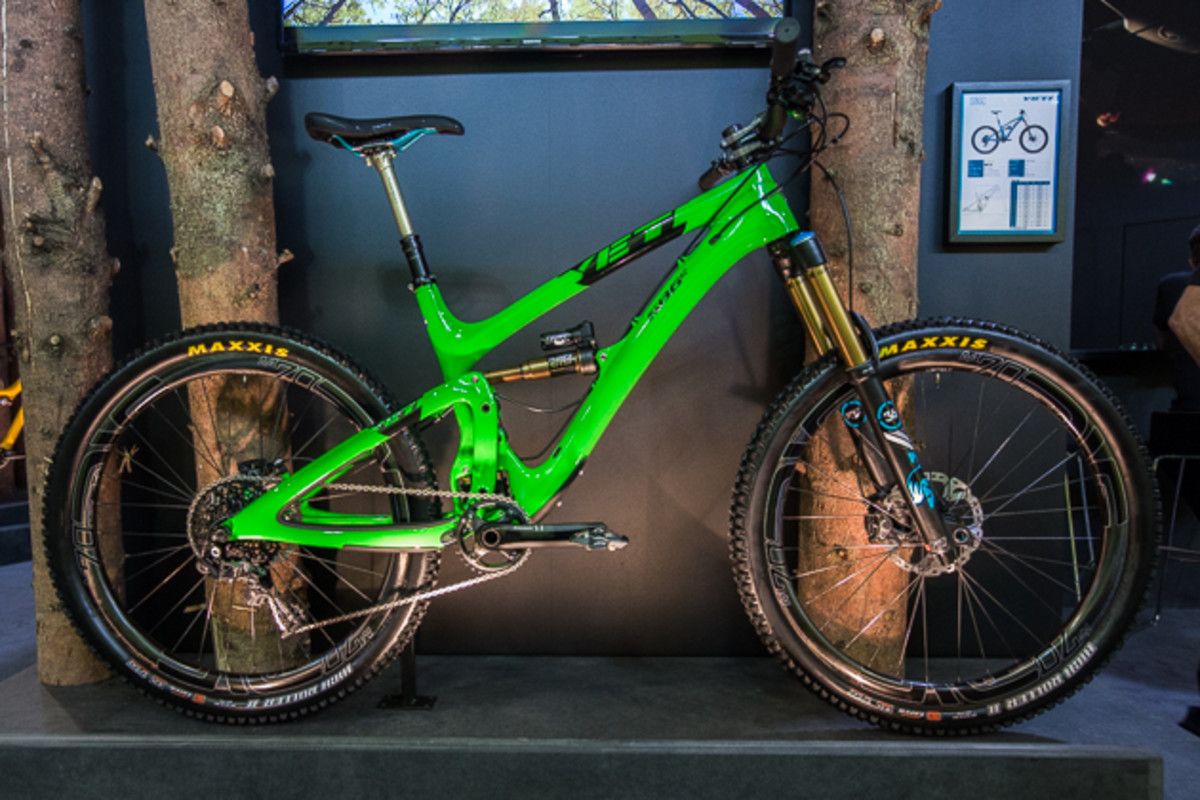 The much anticipated Yeti SB6c made the showcase display at Eurobike. The 6-inch bike–featuring Yeti's new Switch Infinity suspension technology–will be available this fall.