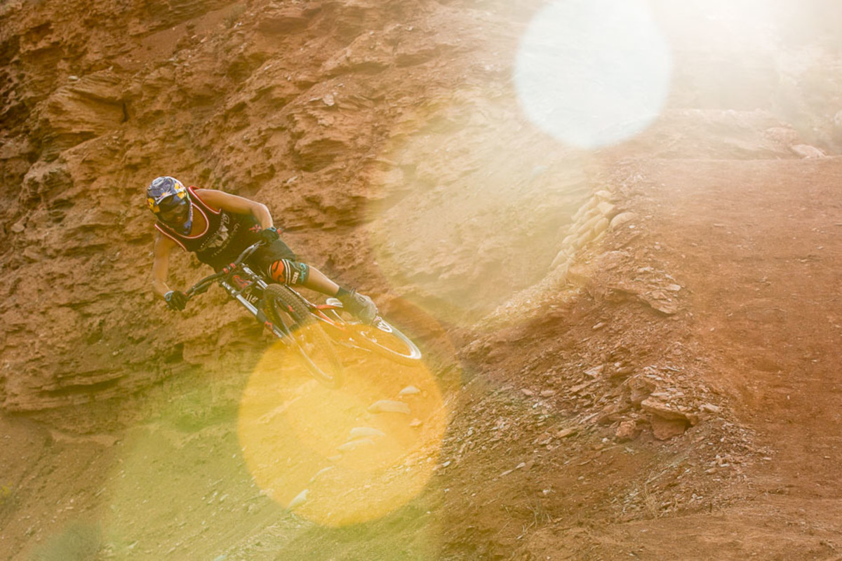So far, Polish phenom Szymon Godziek is the only rider to backflip the new canyon gap, and his stellar showing in the first qualifying run meant he could safely opt out of a second qualifier. And in today's practice, he jibbed around on some of the smaller features of his line, indicating that he is more than ready for tomorrow's finals.