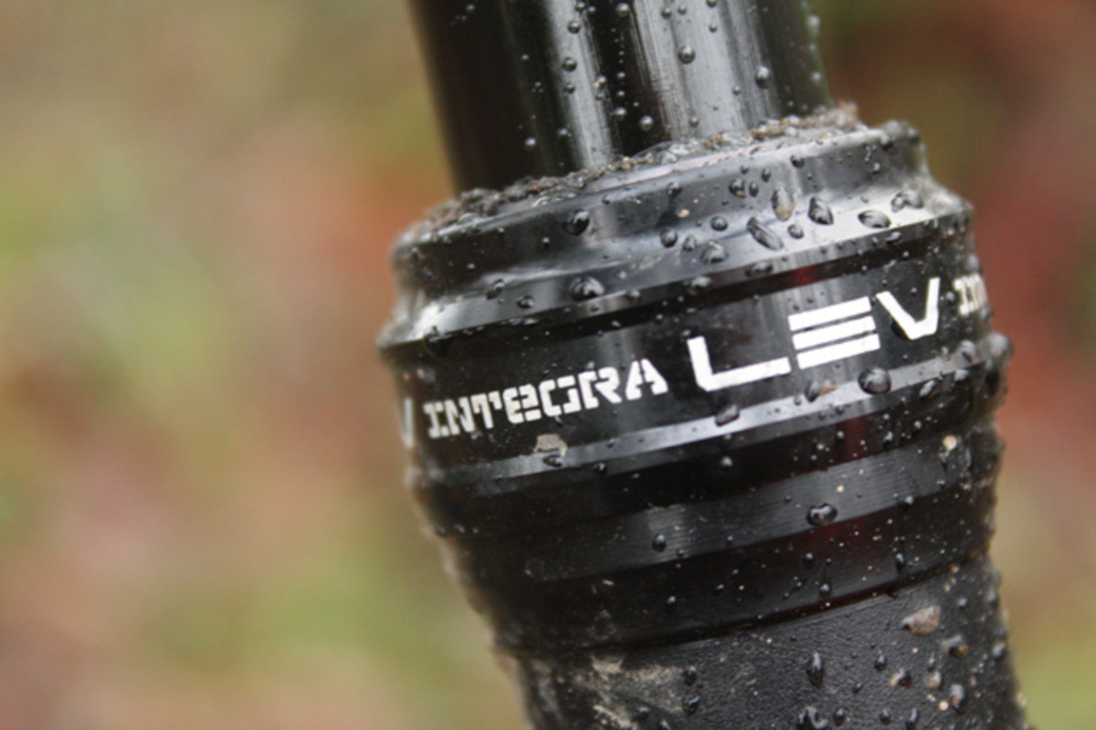 The Kona Process 153 has a very smart spec--you won't brag about the Deore brakes and hubs, but those affordable items enabled Kona to equip the 153 with some seriously impressive components such as the RockShox Pike RC fork and this KindShock LEV Integra dropper post.