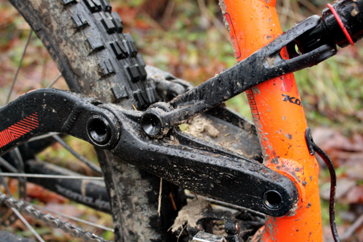 One of Kona's key objectives was to create a bike with outstanding stand over clearance--a trait that makes maintaining balance during cornering so much easier. Kona managed to squeeze their massive Rocker Independent Suspension system down low on the bike. There is a crazy amount of wiggle room between your crotch and things you don't want your crotch making contact with. A seemingly small detail, perhaps, but it's a big part of the bike's personality out on the trail. It's an easy bike to throw around in tight conditions.