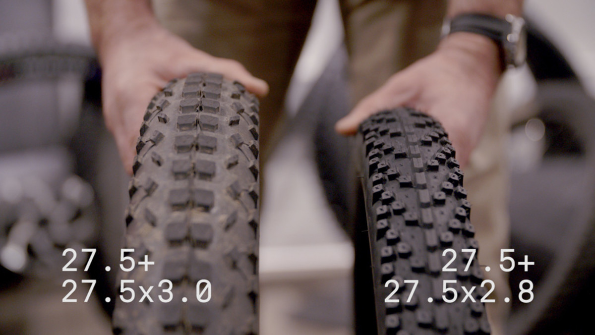 There is a flood of new 27.5+ tires hitting the market, but they vary wildly in size and shape. Both of these tires are, theoretically, 27.5+, but they are going to lead to a very different experience out on the trail.