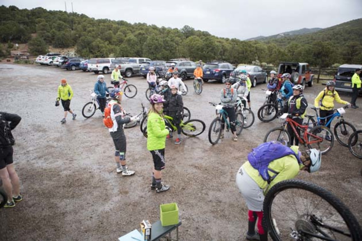 Her students didn't let a little rain stop them either. Leader Leigh Donovan keeps the ladies stoked.