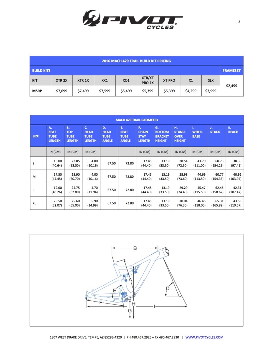 Pivot Mach 429 Trail Size Chart