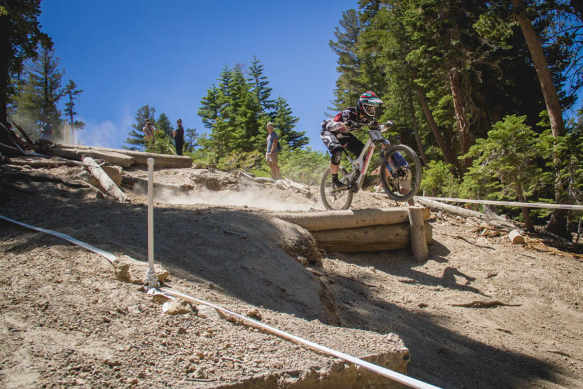 Kiran Mackinnon was pinned in the double drop that leads into one of the fasest sections of the course.