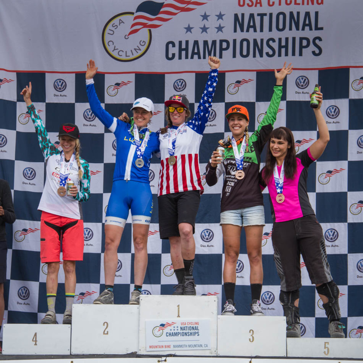 Pro women's podium. #1 Jill Kintner, #2 Geogia Gould, #3 Lauren Gregg, #4 Rachel Throop, #5 Amy Rambacher