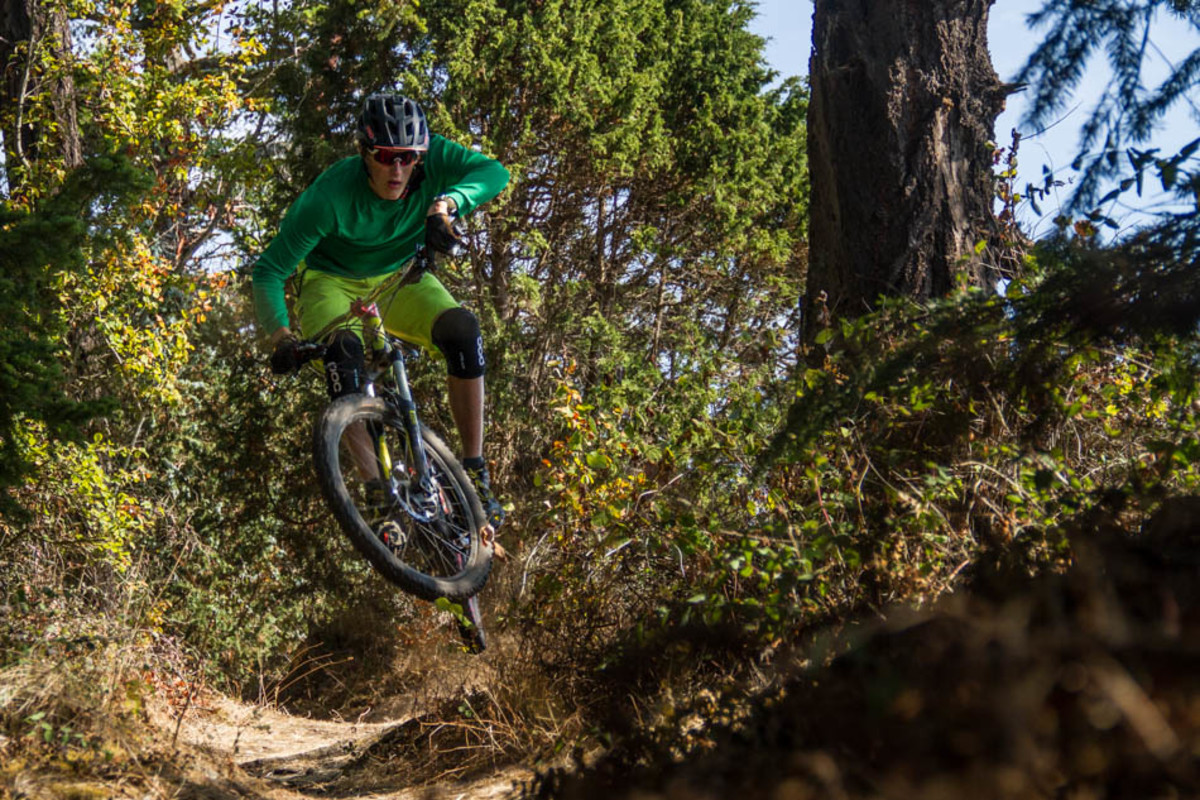 The POCs proved burly enough for aggressive trail riding, I didn't fear for my knees when the speed picked up and my wheels came off the ground.