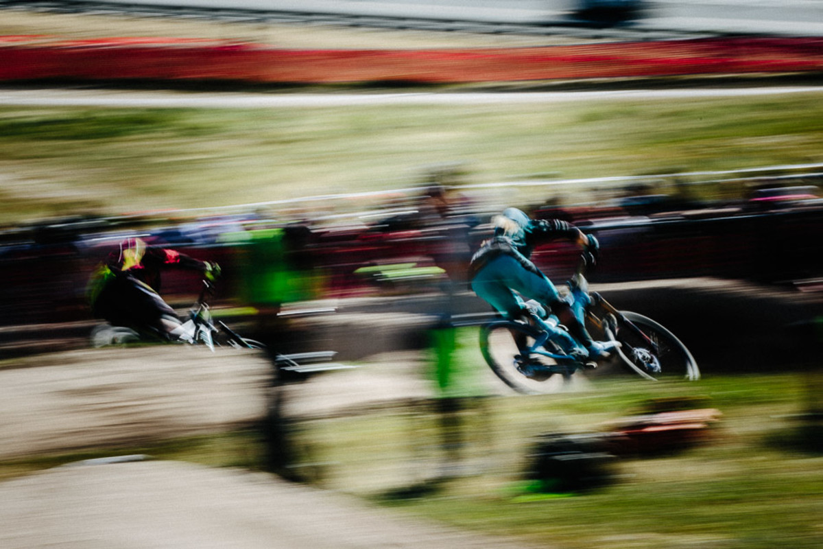The 2014 Sea Otter Classic dual-slalom champion Cody Kelley (right), ground down talented riders such as Spain's Iago Garay on his way to a sixth-place finish.