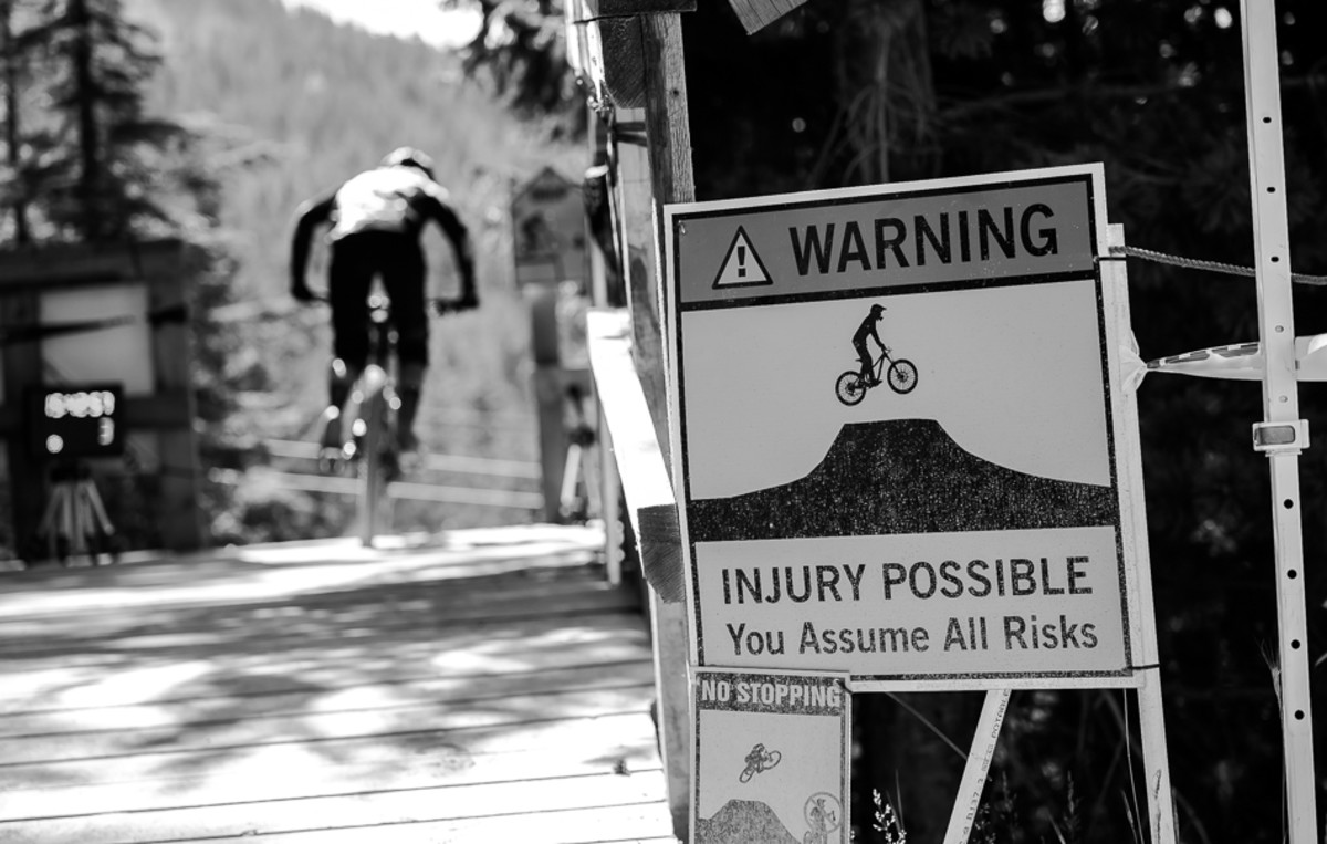 For most mountain bikers, injury is actually probable on the legendary A-Line trail, but the pros and Whistler Mountain Bike Park regulars make it all look easy.