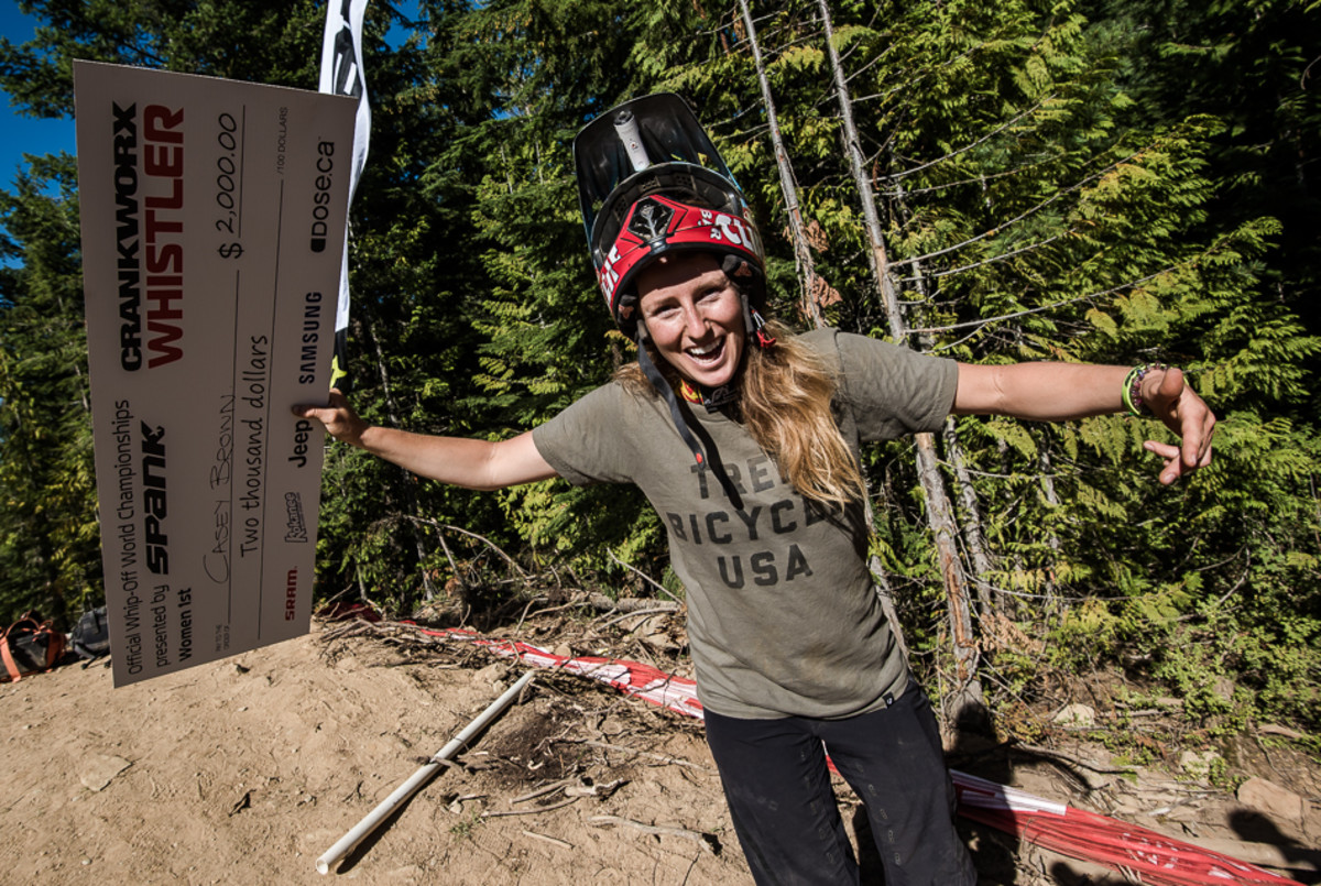 It came as no surprise that Casey 'Browntown' Brown dominated the biggest-ever women's field of six riders. This was Brown's third consecutive Whip-Offs win. Photo: Bruno Long