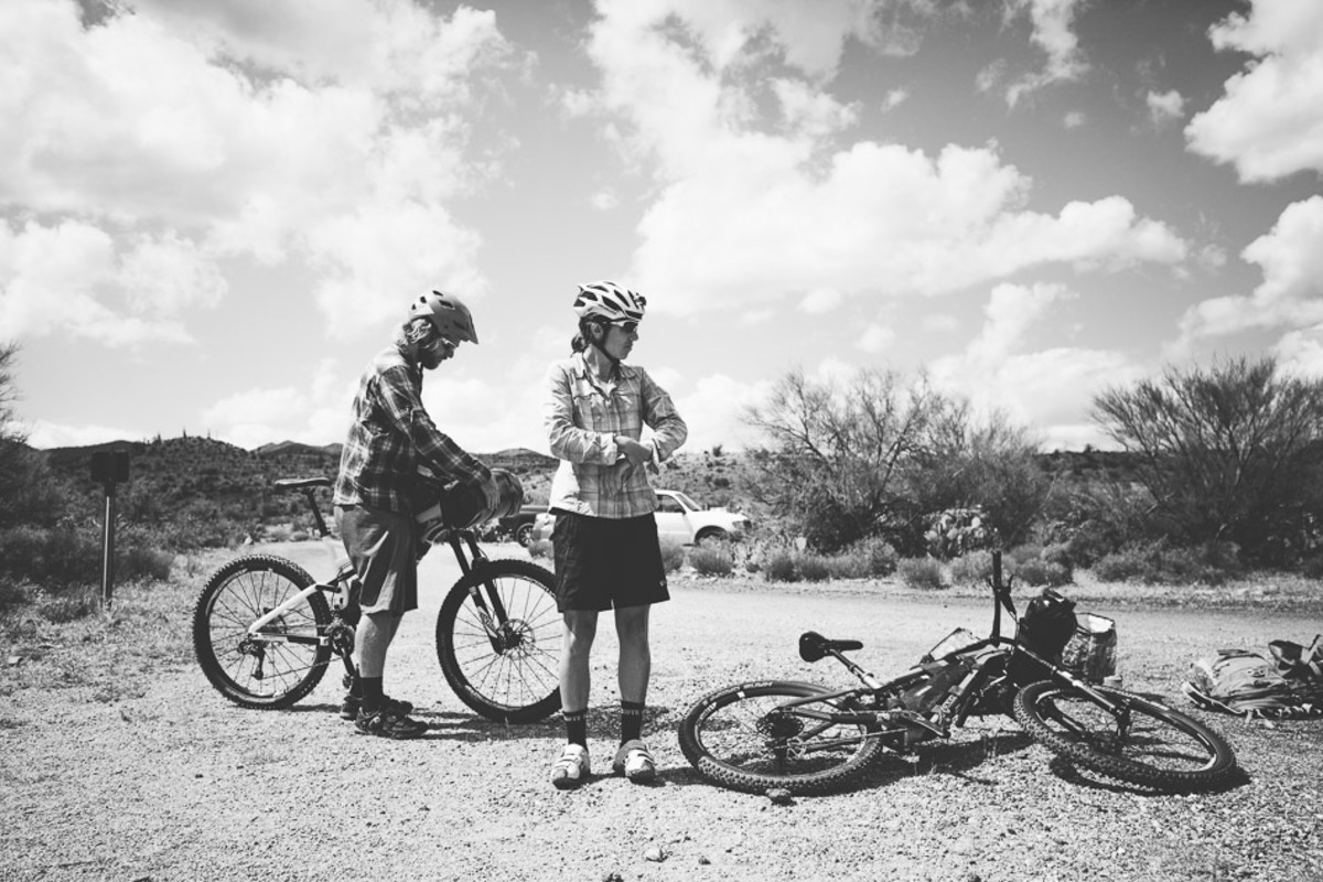 Scott and Eszter gear up for a bikepacking trip on the Arizona Trail earlier this year. Photo: Anthony Smith